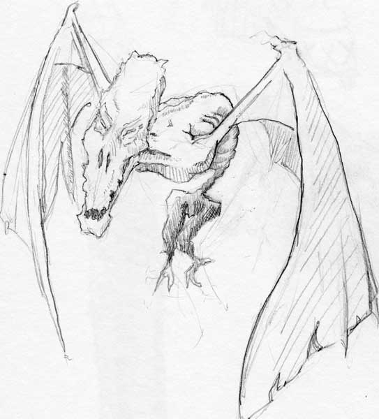 sketch:strange looking gargoyal or dragon